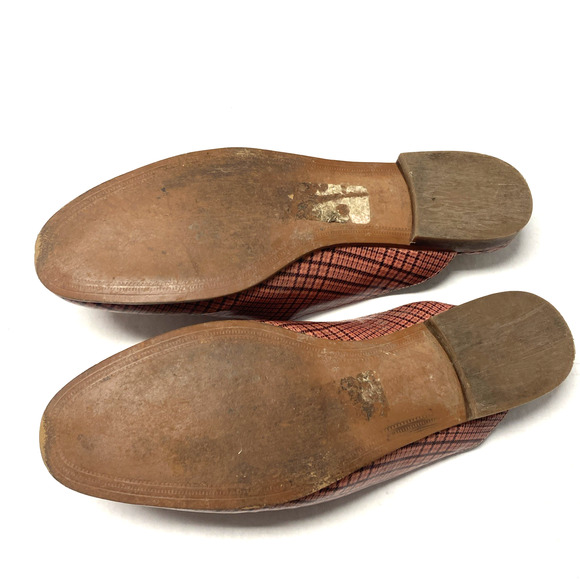 Sam Edelman Linnie Bit Loafer Mule Red Flat Leather Slide Slip Plaid Gingham 10 - Picture 7 of 7